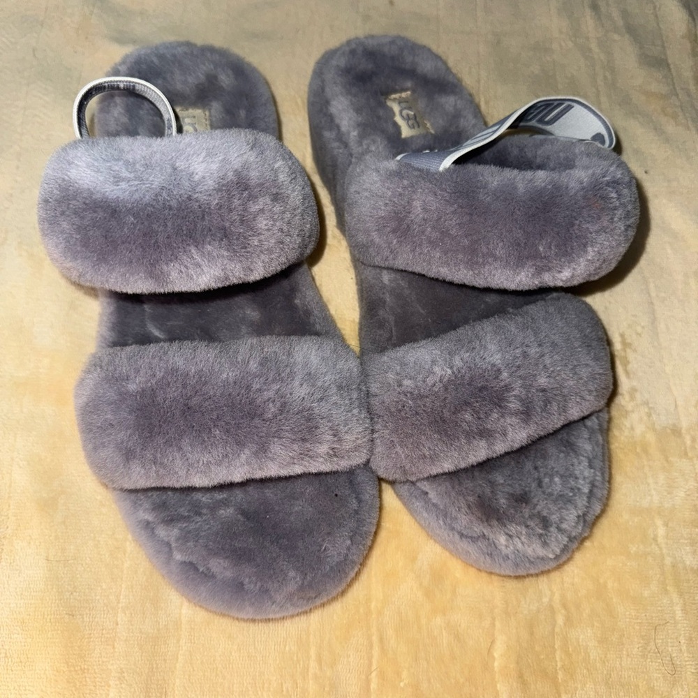 UGG Women's Plush Gray Slippers